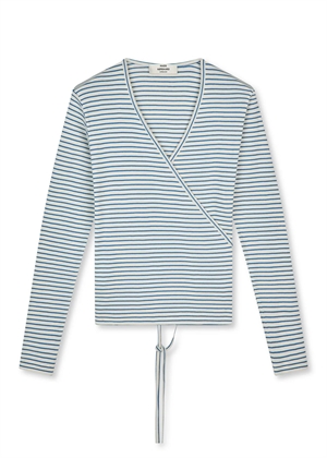 Susi ls stripe bluse Vanilla Ice/Bright Cobalt Mads Nørgaard 